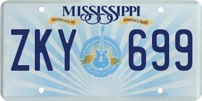 MS license plate ZKY699