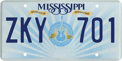 MS license plate ZKY701
