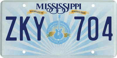 MS license plate ZKY704