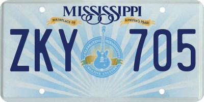 MS license plate ZKY705