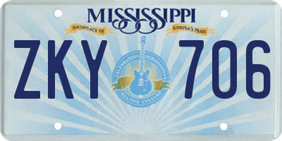 MS license plate ZKY706