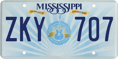 MS license plate ZKY707