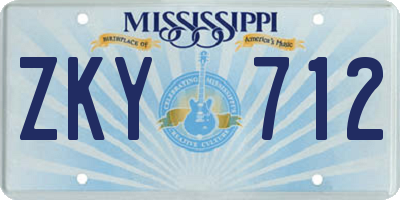 MS license plate ZKY712
