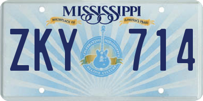 MS license plate ZKY714