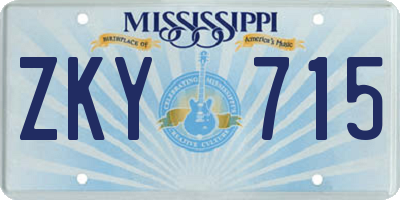 MS license plate ZKY715