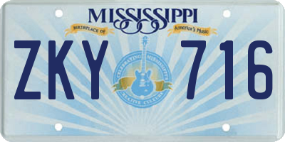 MS license plate ZKY716
