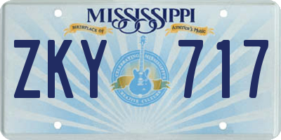 MS license plate ZKY717