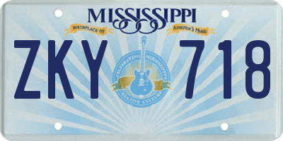 MS license plate ZKY718
