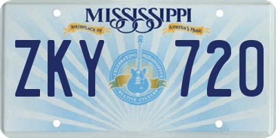MS license plate ZKY720