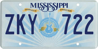 MS license plate ZKY722