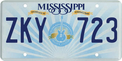 MS license plate ZKY723