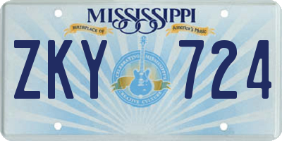 MS license plate ZKY724