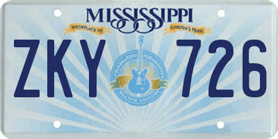MS license plate ZKY726
