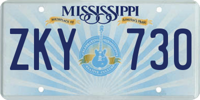 MS license plate ZKY730
