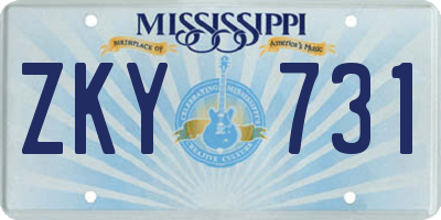 MS license plate ZKY731