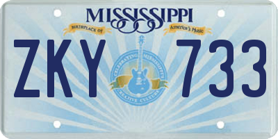 MS license plate ZKY733