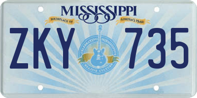 MS license plate ZKY735