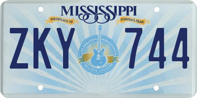 MS license plate ZKY744