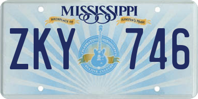 MS license plate ZKY746