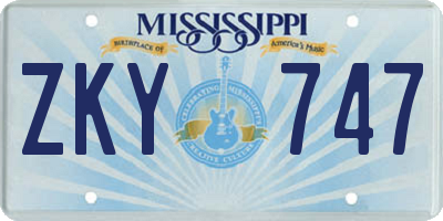 MS license plate ZKY747