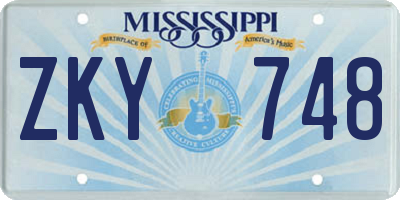 MS license plate ZKY748