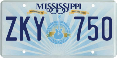 MS license plate ZKY750
