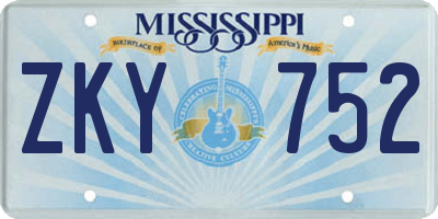 MS license plate ZKY752