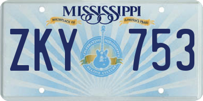MS license plate ZKY753