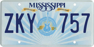 MS license plate ZKY757