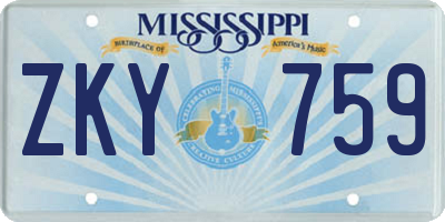 MS license plate ZKY759