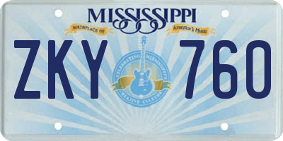 MS license plate ZKY760