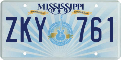 MS license plate ZKY761