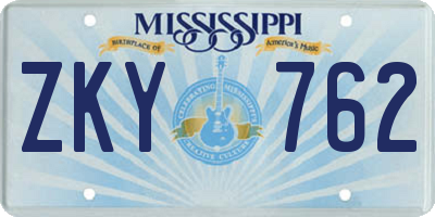 MS license plate ZKY762