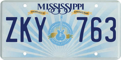 MS license plate ZKY763