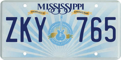 MS license plate ZKY765