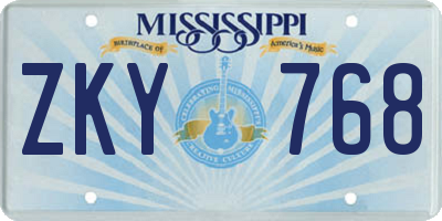MS license plate ZKY768