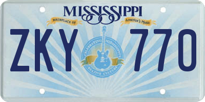 MS license plate ZKY770