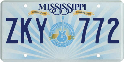 MS license plate ZKY772