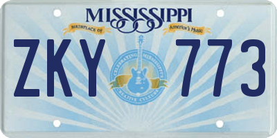 MS license plate ZKY773