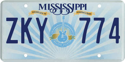 MS license plate ZKY774