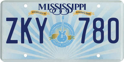 MS license plate ZKY780