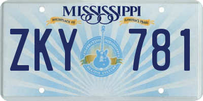 MS license plate ZKY781