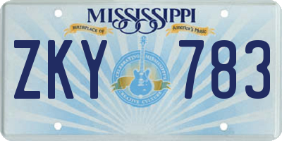 MS license plate ZKY783