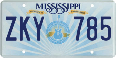 MS license plate ZKY785