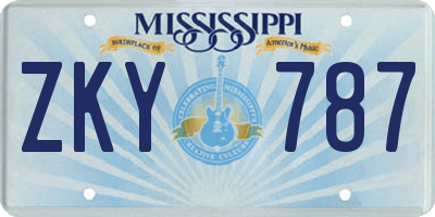 MS license plate ZKY787