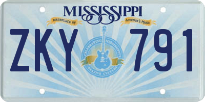 MS license plate ZKY791