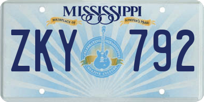 MS license plate ZKY792