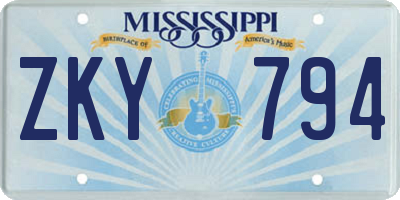 MS license plate ZKY794
