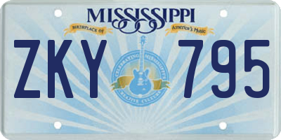 MS license plate ZKY795