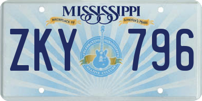 MS license plate ZKY796